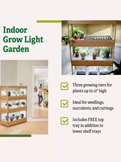 Bamboo LED Grow Light Garden For Succulents And Seeds -Garden Sales 8598084 5