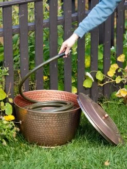Hammered Copper Hose Pot With Lid -Garden Sales 8613311 0012